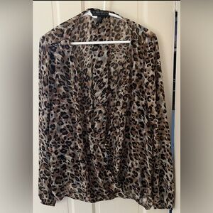 Forever 21 Animal Print Blouse - Brown and Black